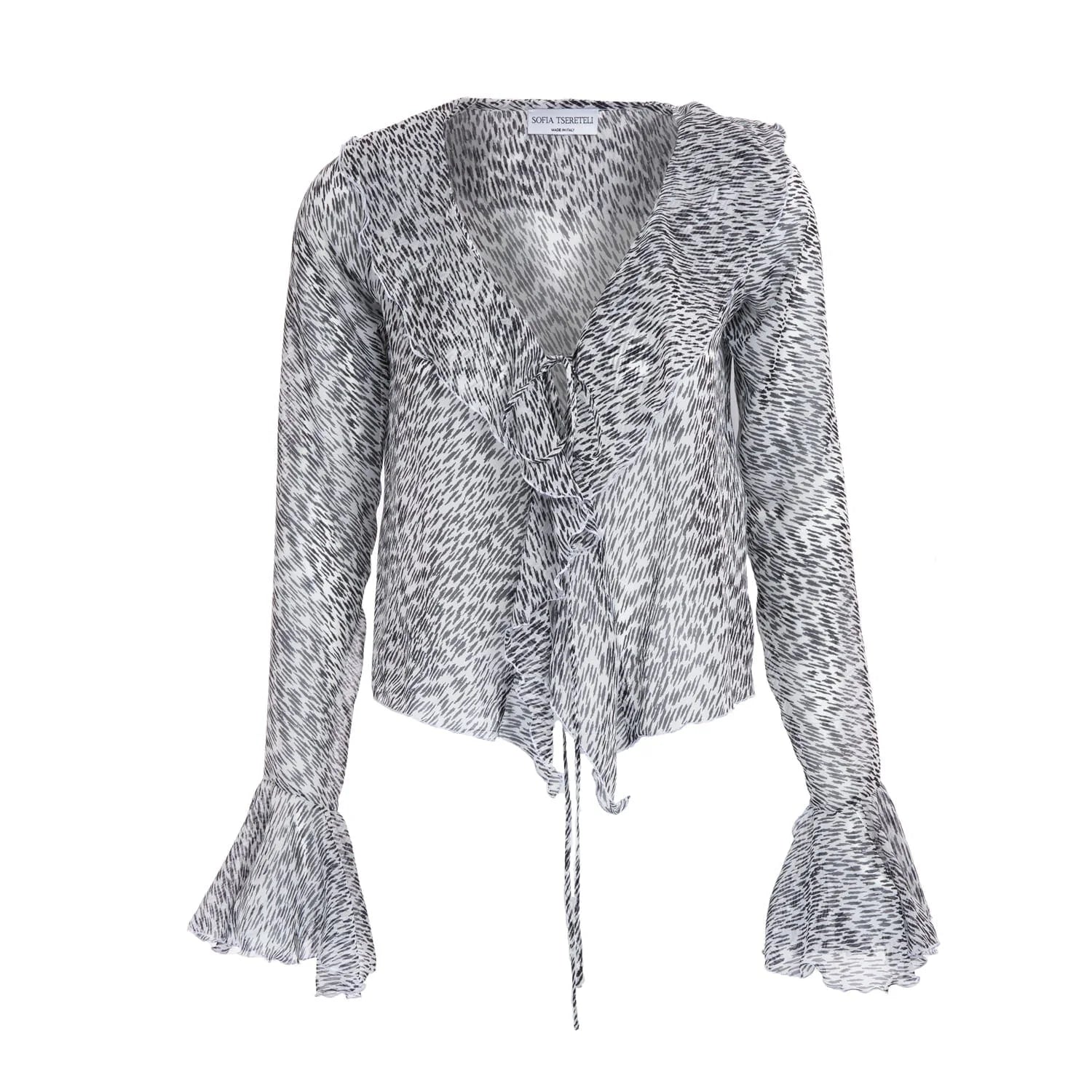 Semi Transparent Silk Blouse with Print - Blouse