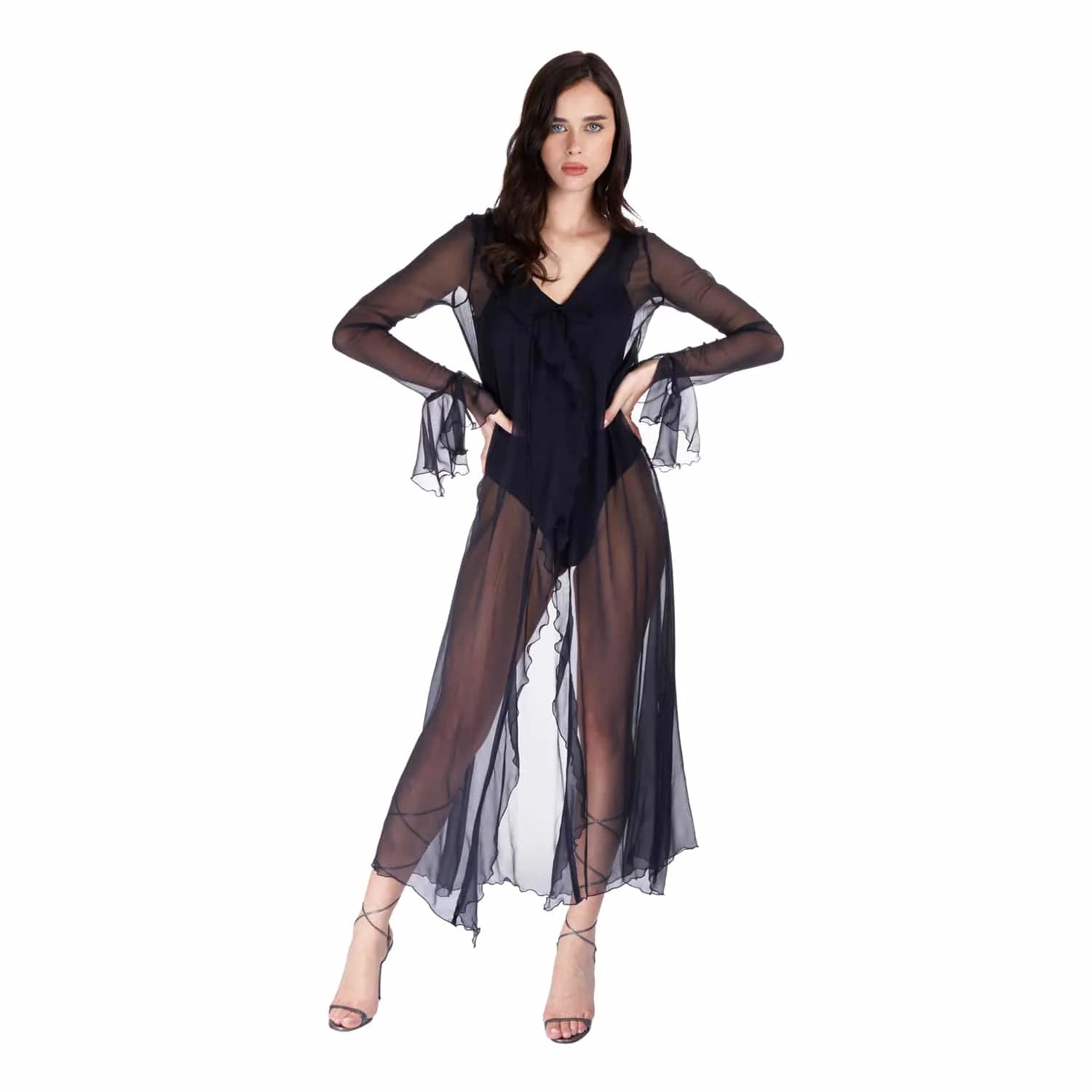 Semi-Transparent Silk Caftan - Dress