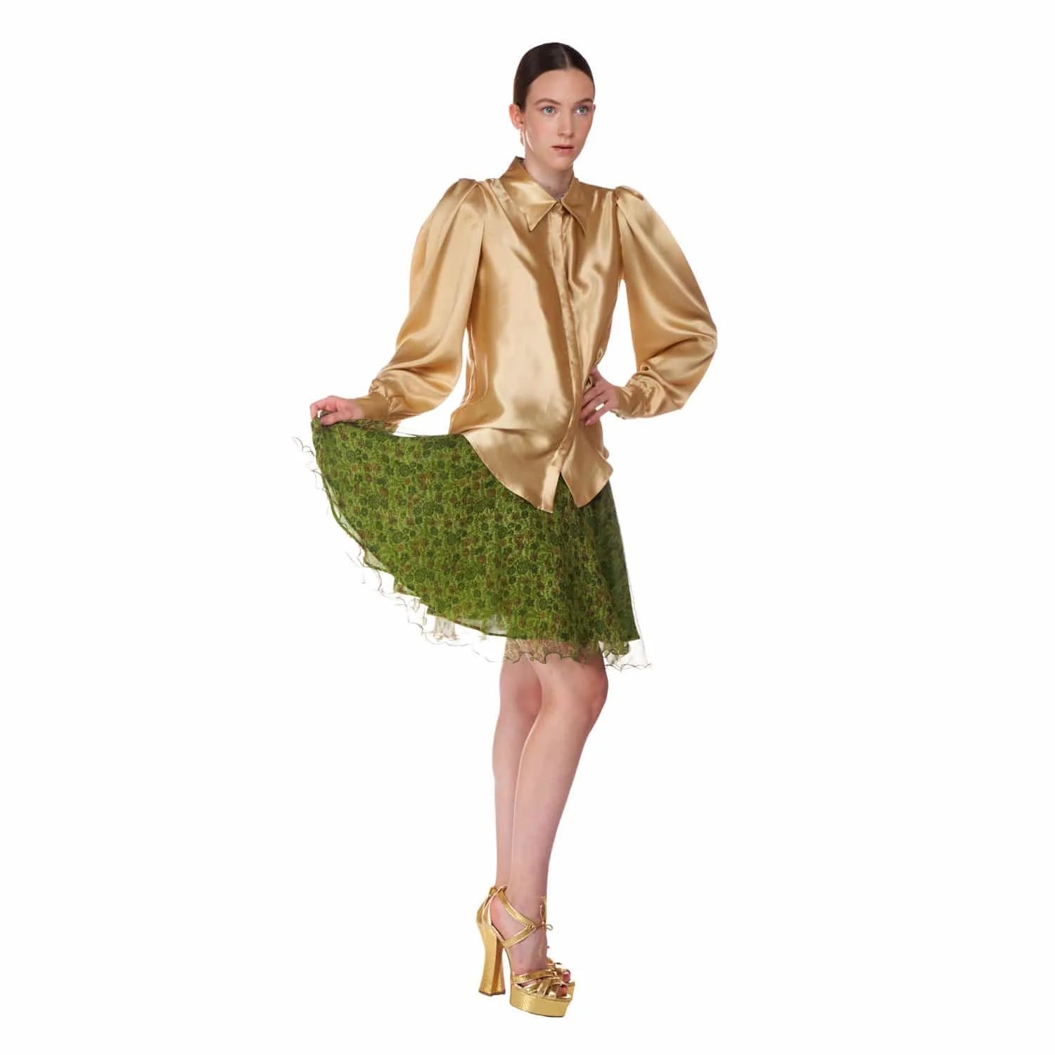 Short skirt in silk crepon - Skirt