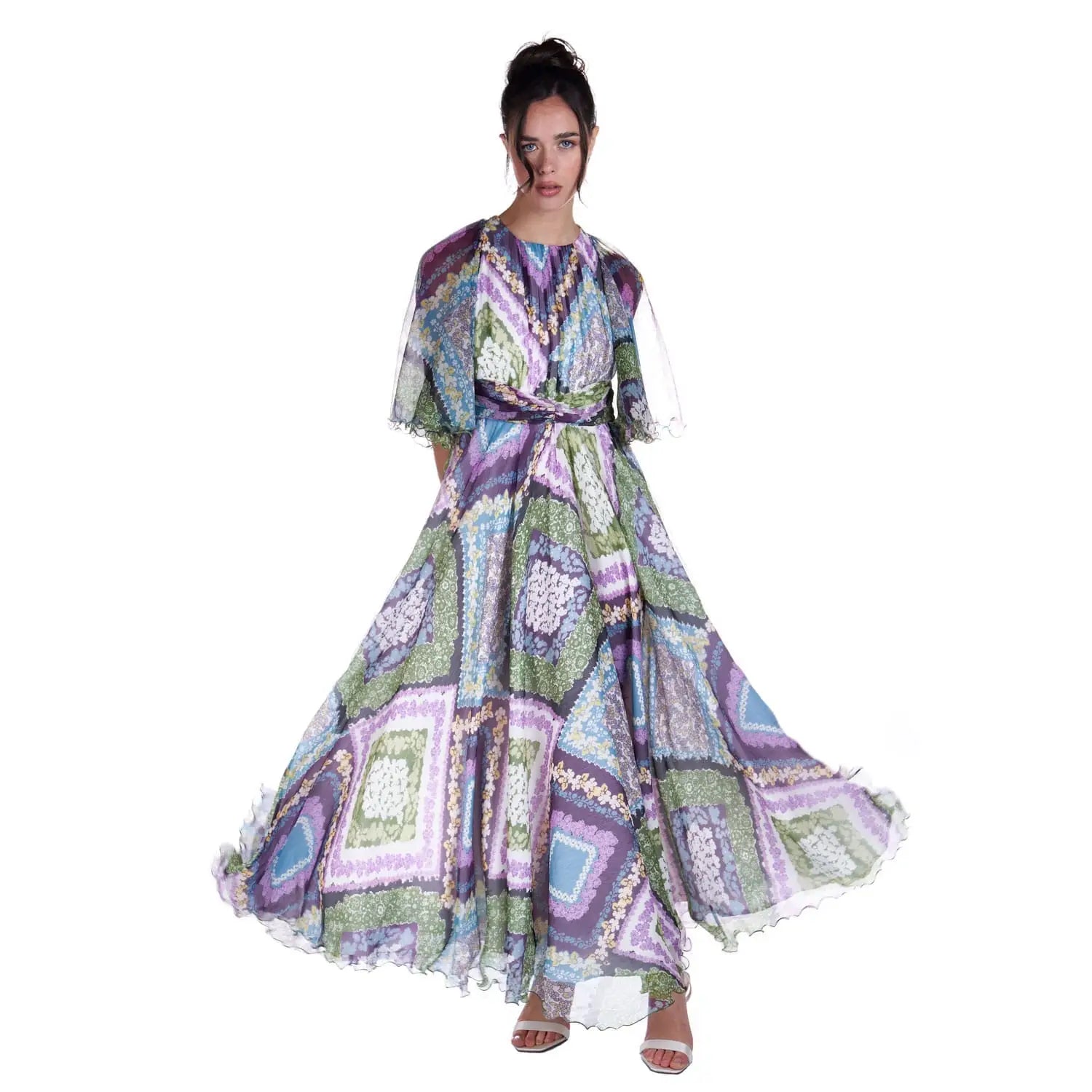 Short sleeve silk dress - Dress