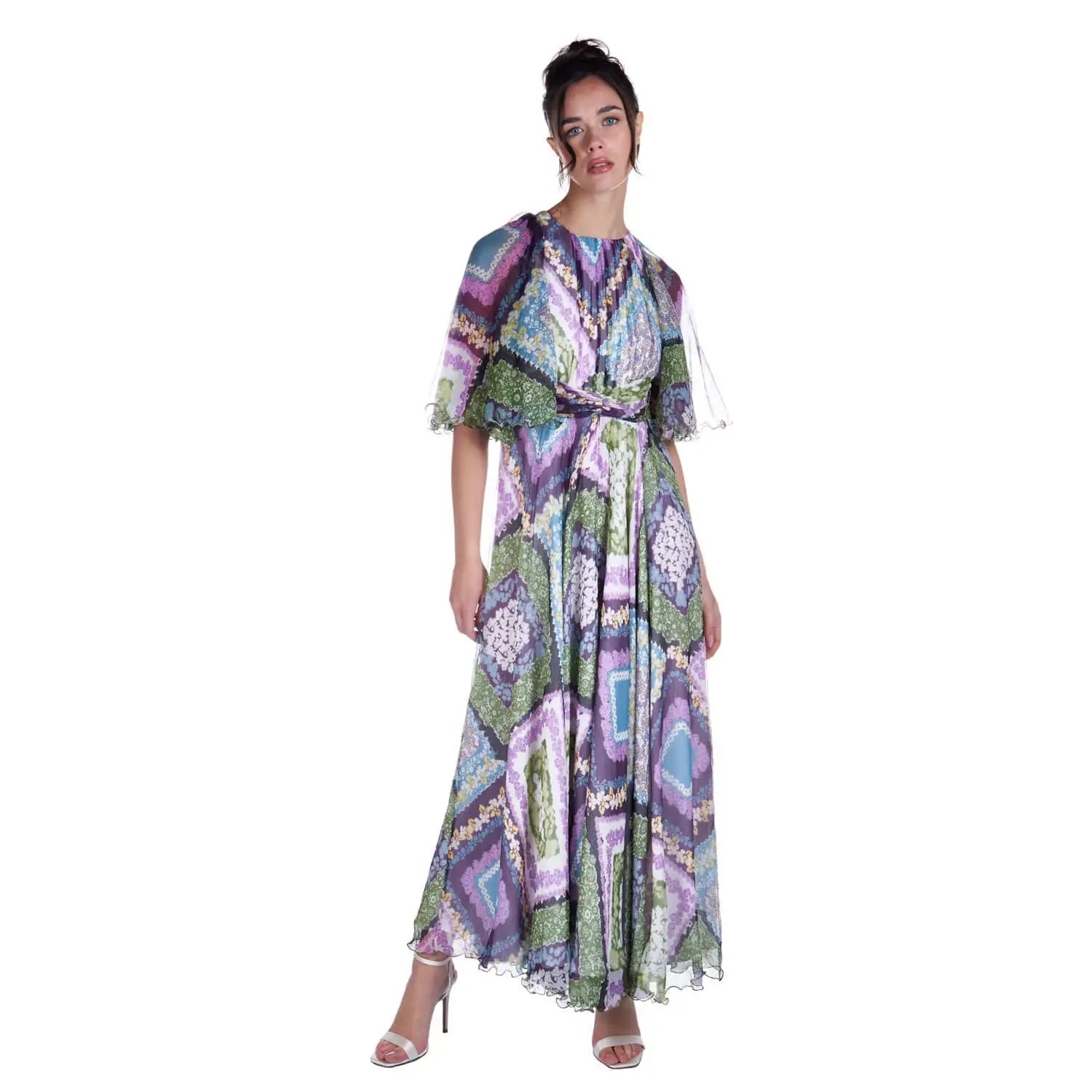 Short sleeve silk dress - Dress