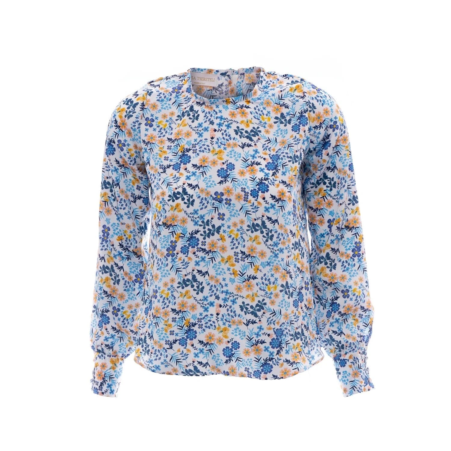 Silk Blouse in ’Little Blue Garden’ Print - Blouse