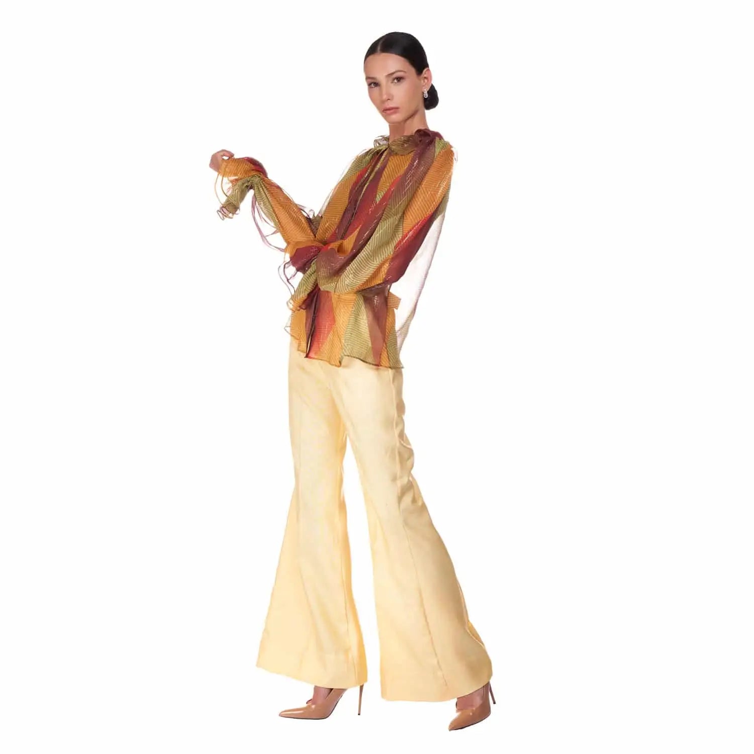 Silk blouse in multicolored patch - Blouse