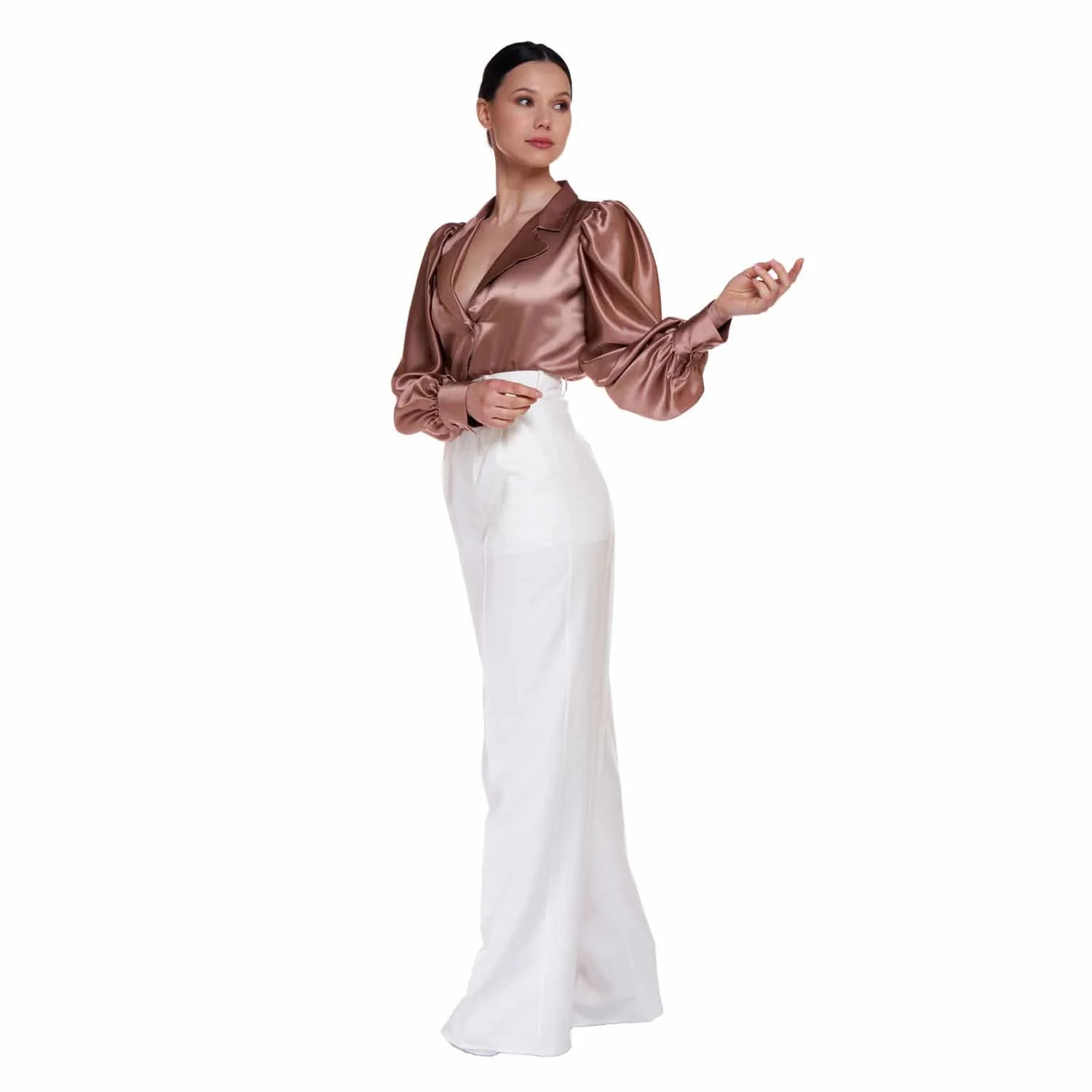 Silk blouse with rever - Blouse