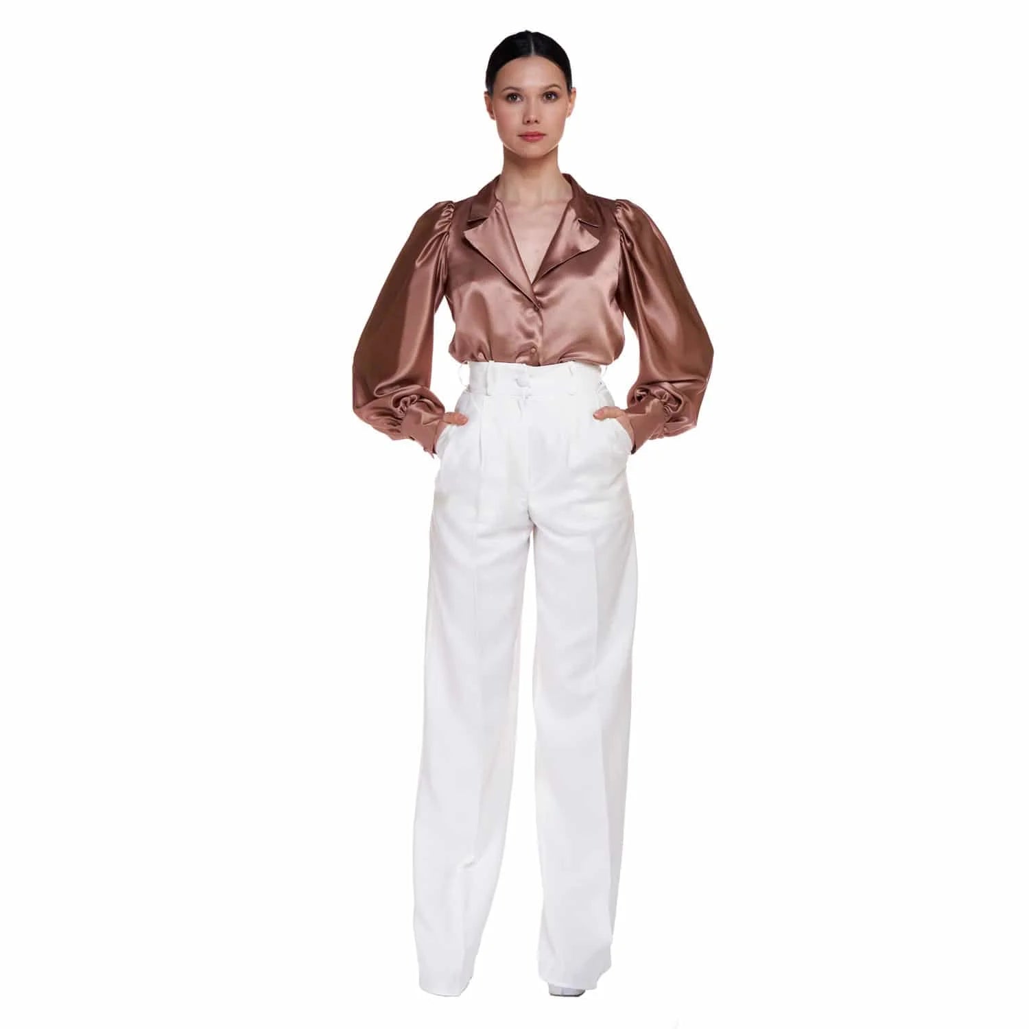 Silk blouse with rever - Blouse