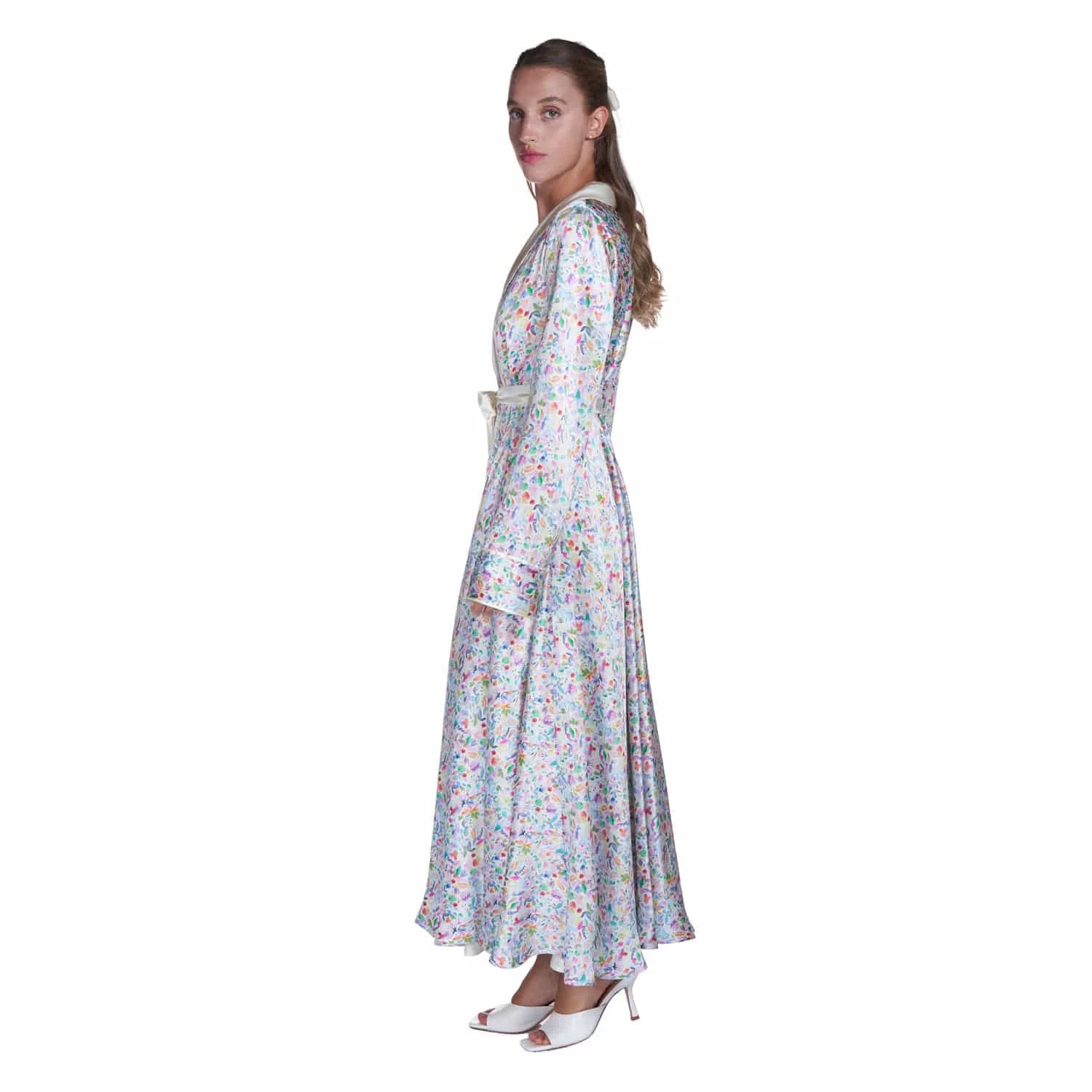 Silk robe with watercolor motif - Lingerie