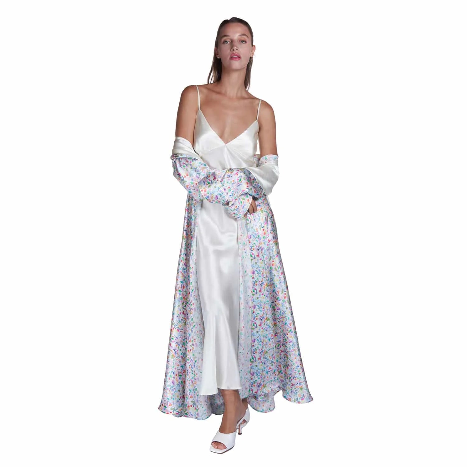 Silk robe with watercolor motif - Lingerie