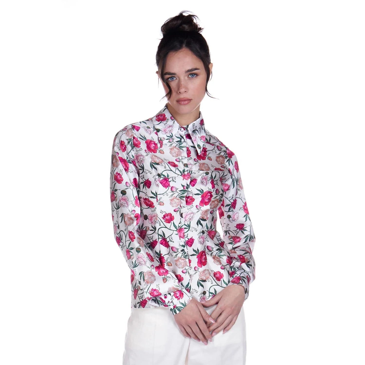 Silk shirt in peony print - Blouse