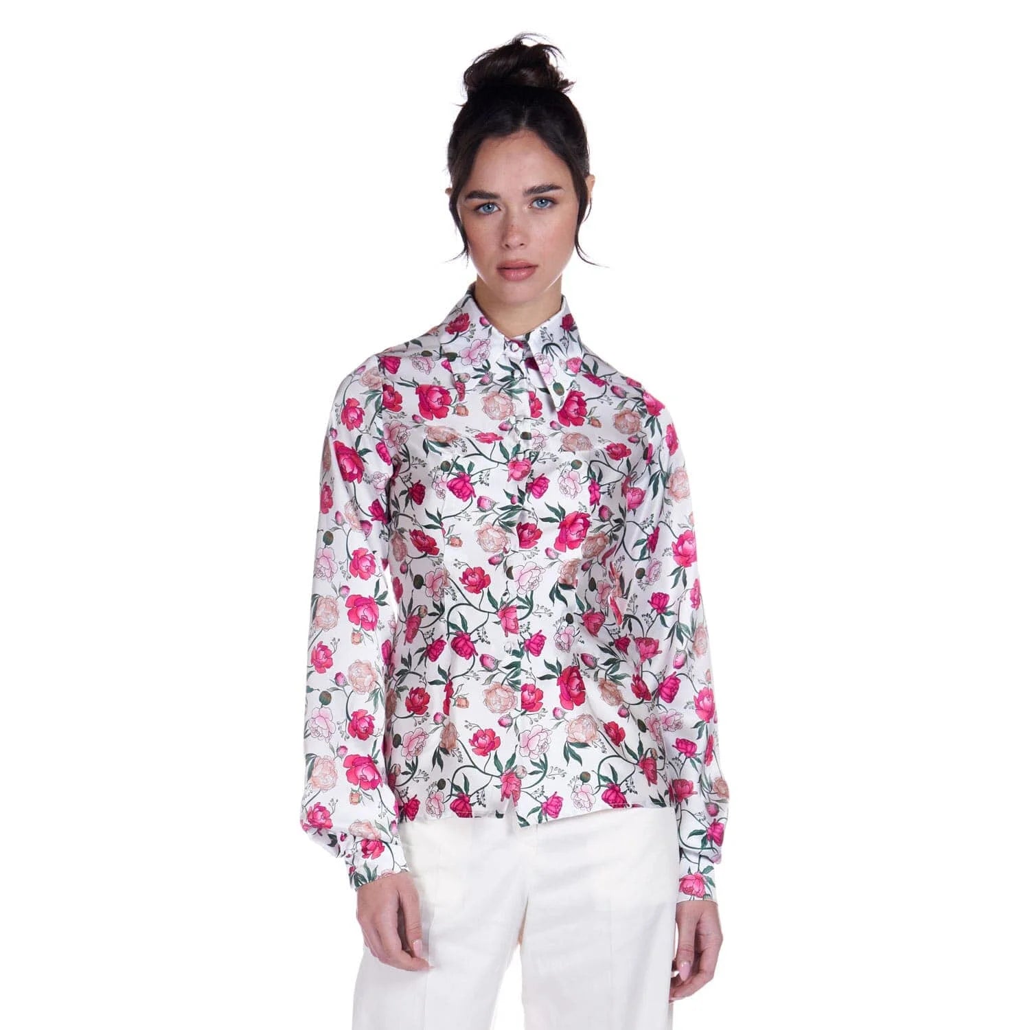 Silk shirt in peony print - Blouse