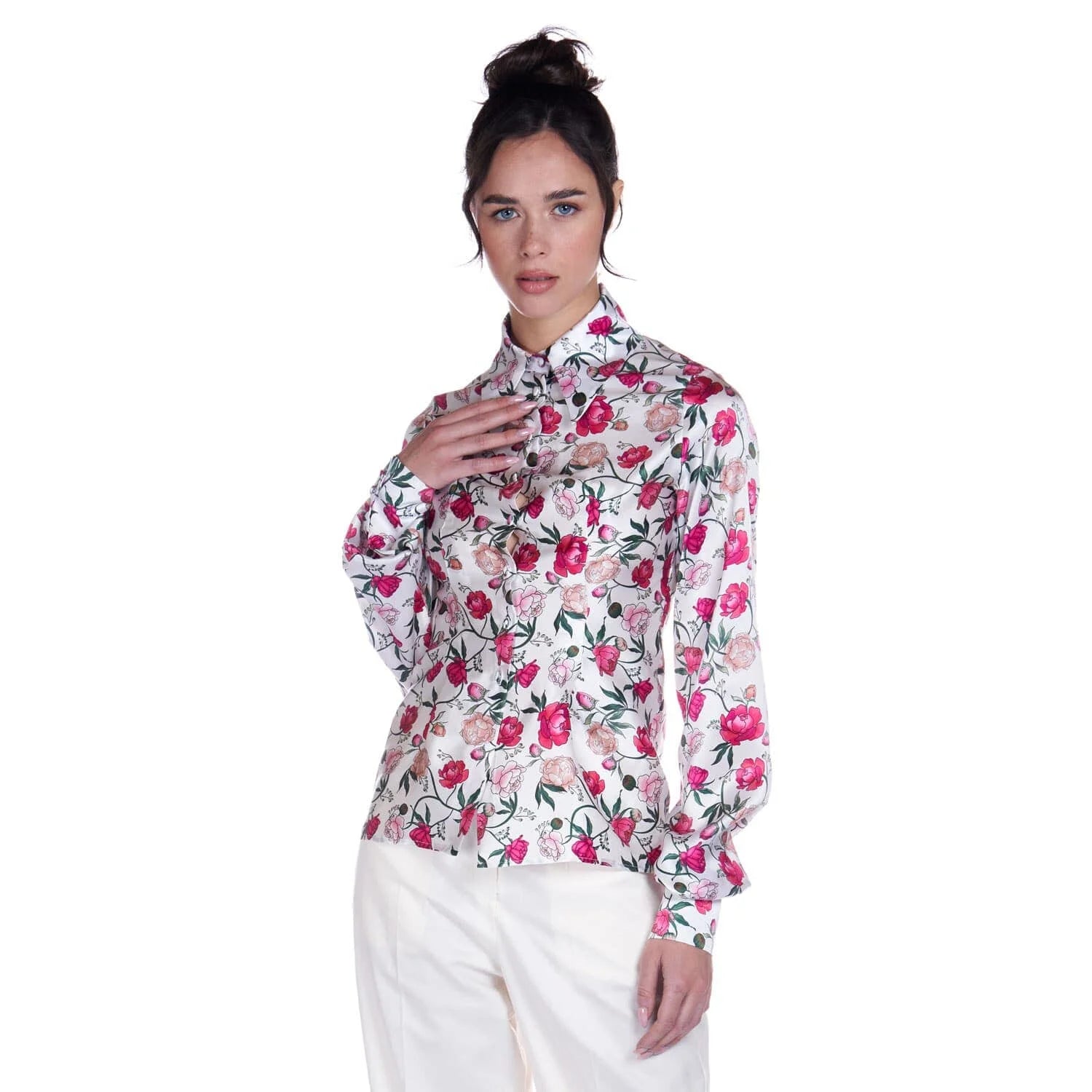 Silk shirt in peony print - Blouse