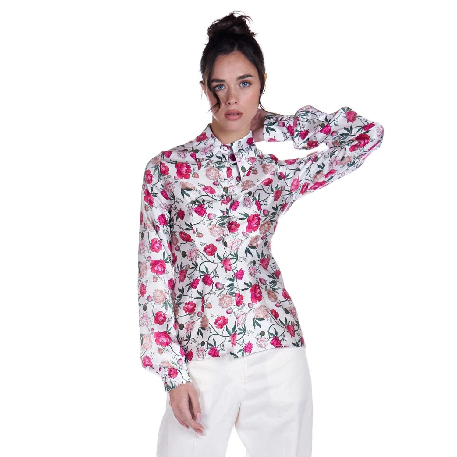 Silk shirt in peony print - Blouse