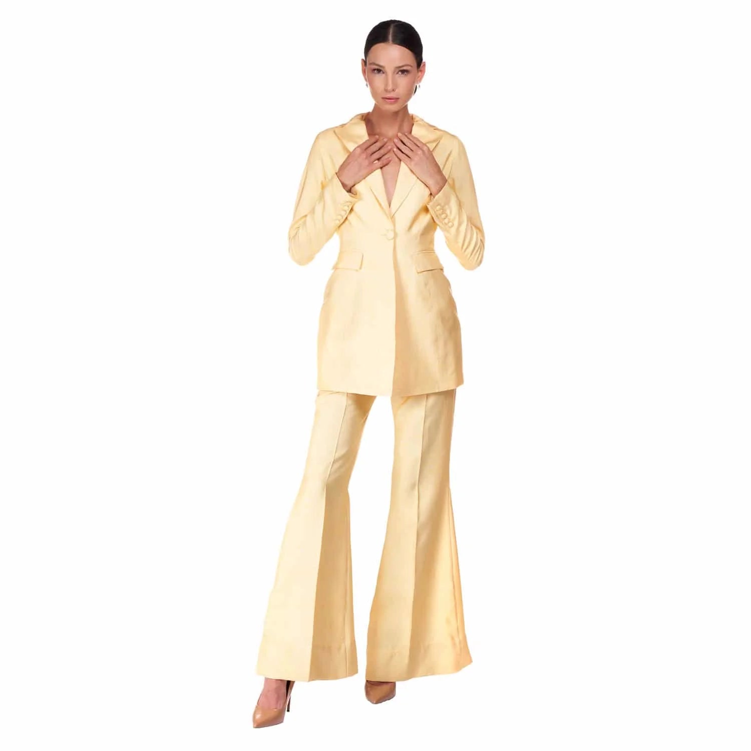 Single-breasted tailored jacket in silk shantung - Jacket