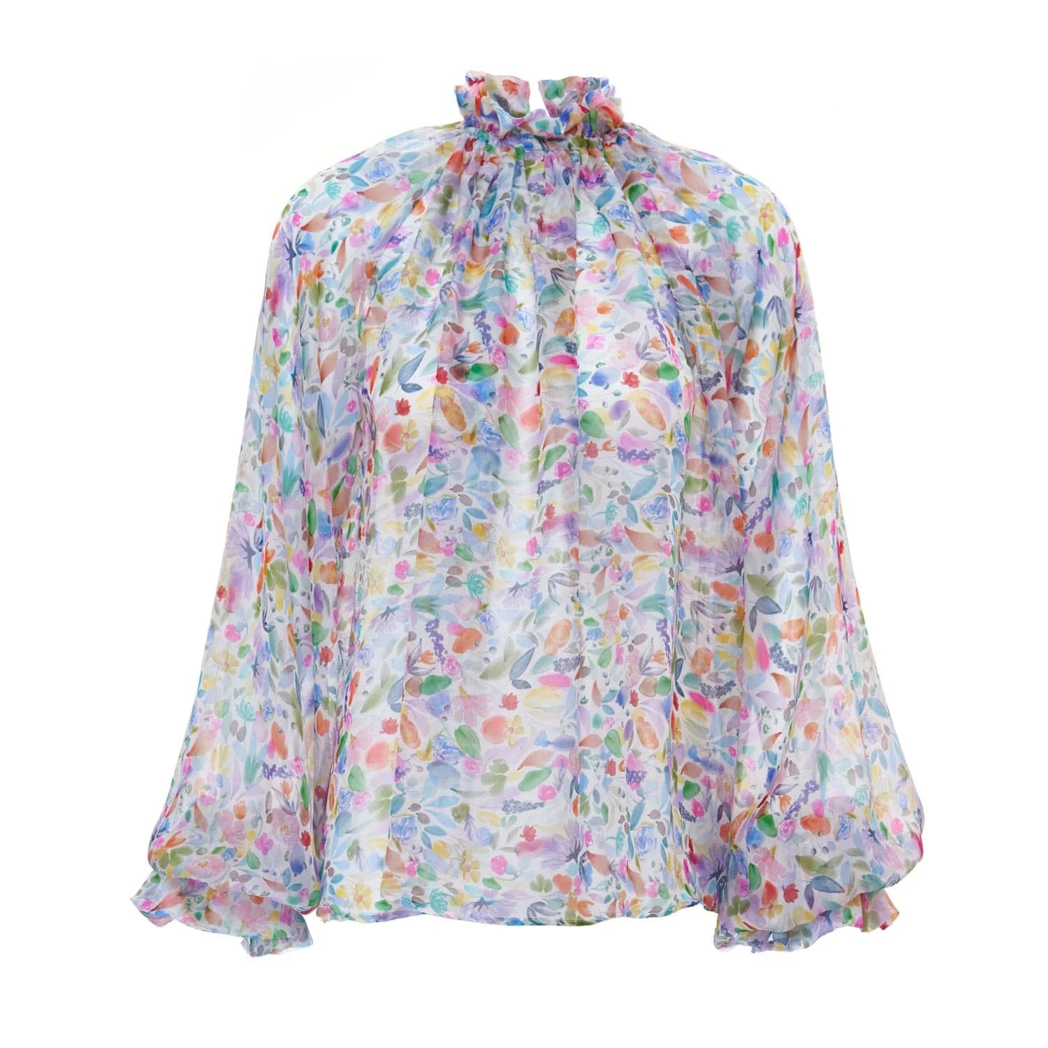Watercolor print chiffon blouse - Blouse