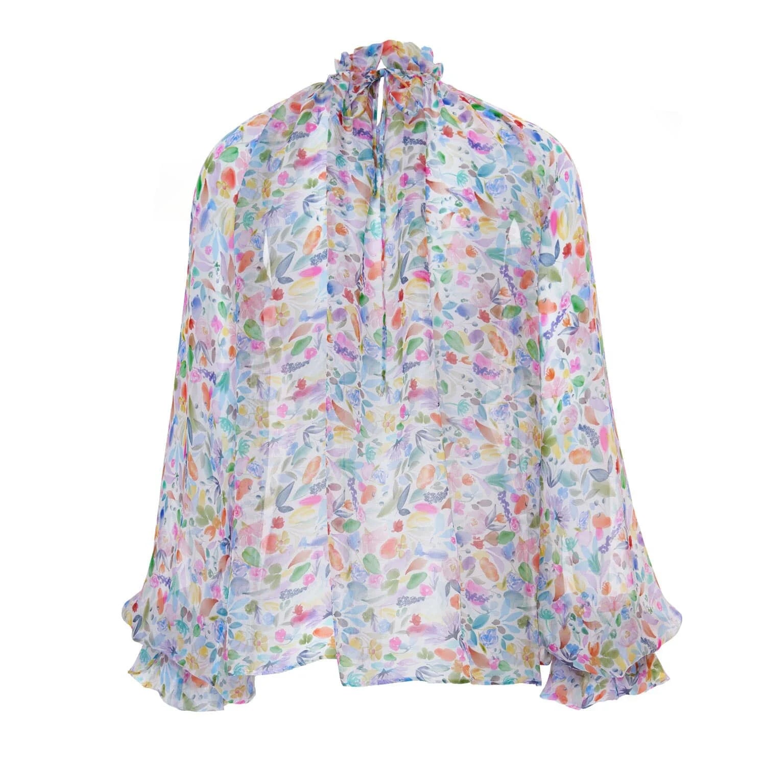 Watercolor print chiffon blouse - Blouse