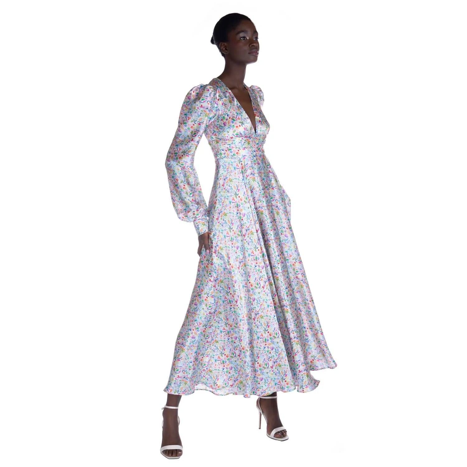 Watercolor print silk dress - Dress