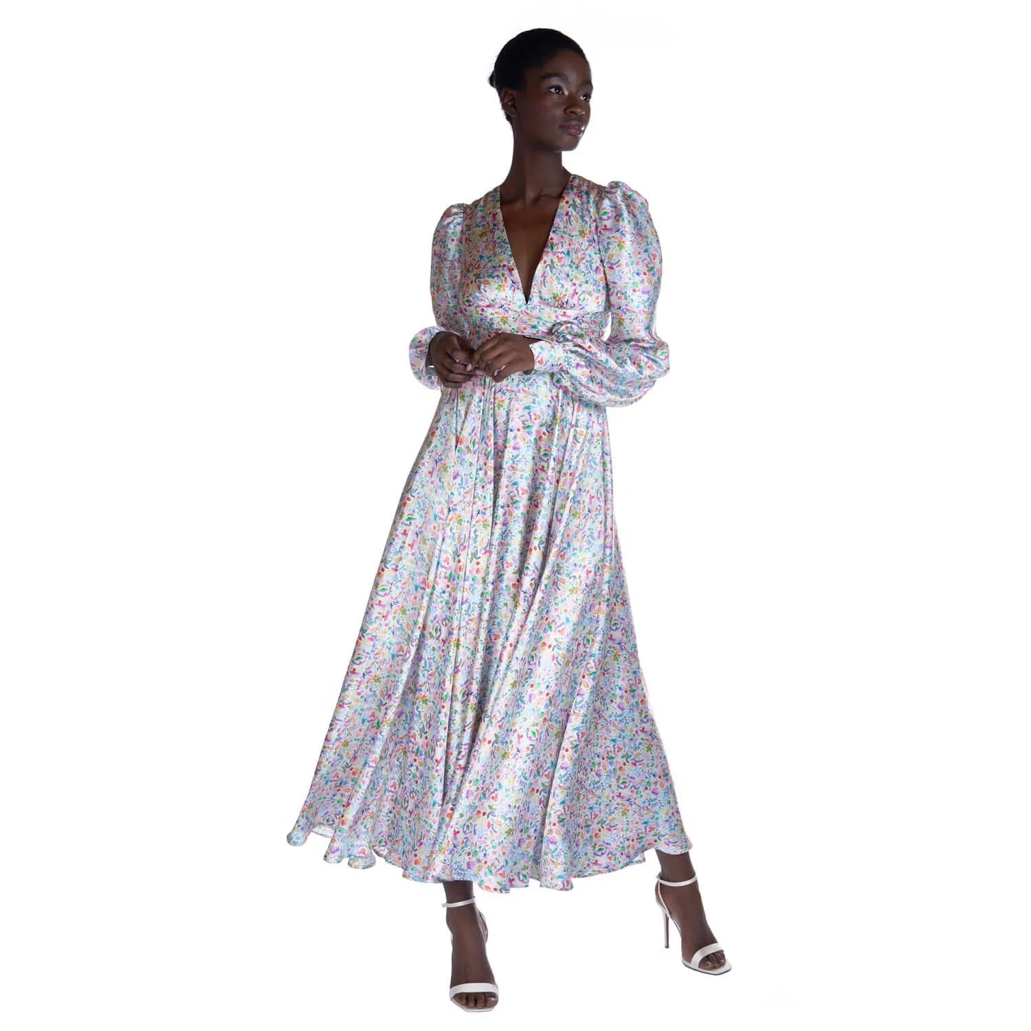 Watercolor print silk dress - Dress