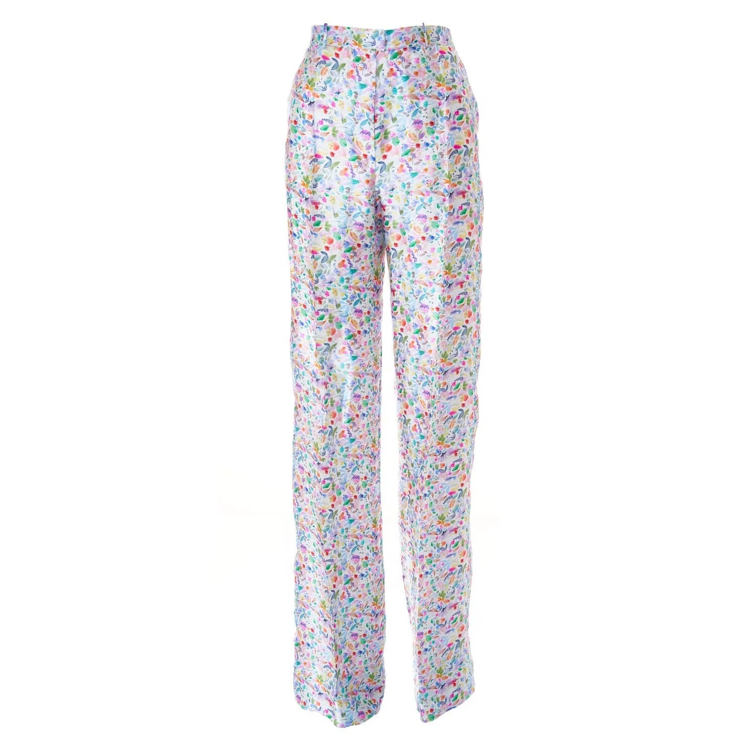 Watercolor print silk trousers - Trousers