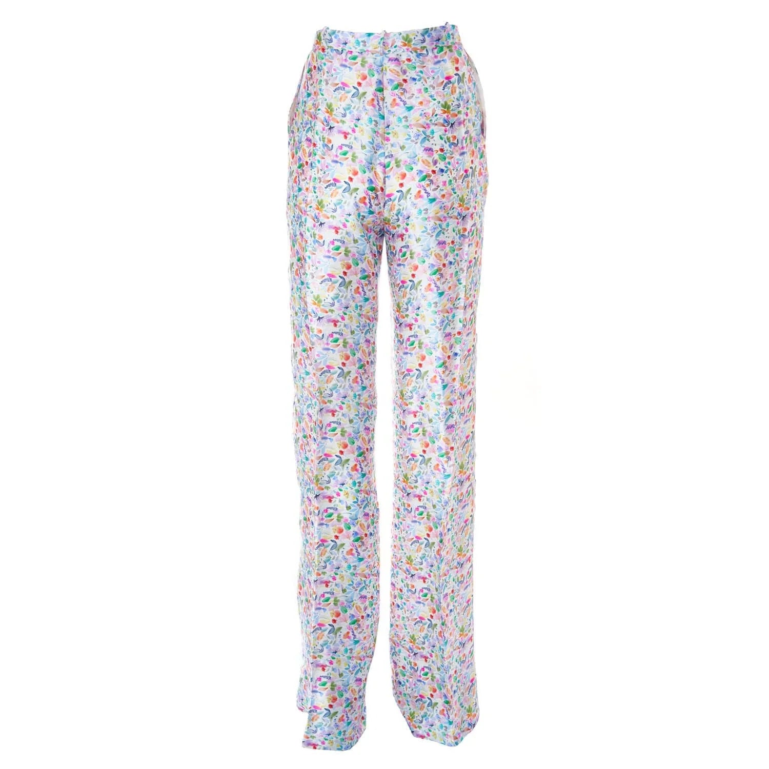 Watercolor print silk trousers - Trousers