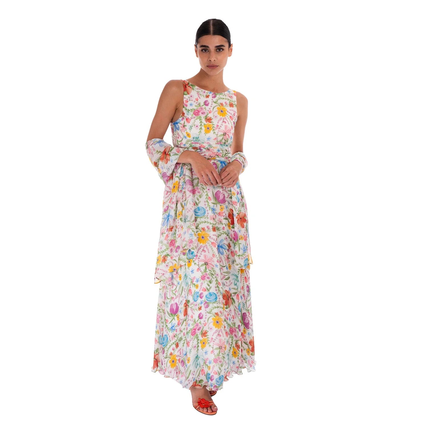 Watercolour Garden Gown in Silk Georgette - Dress