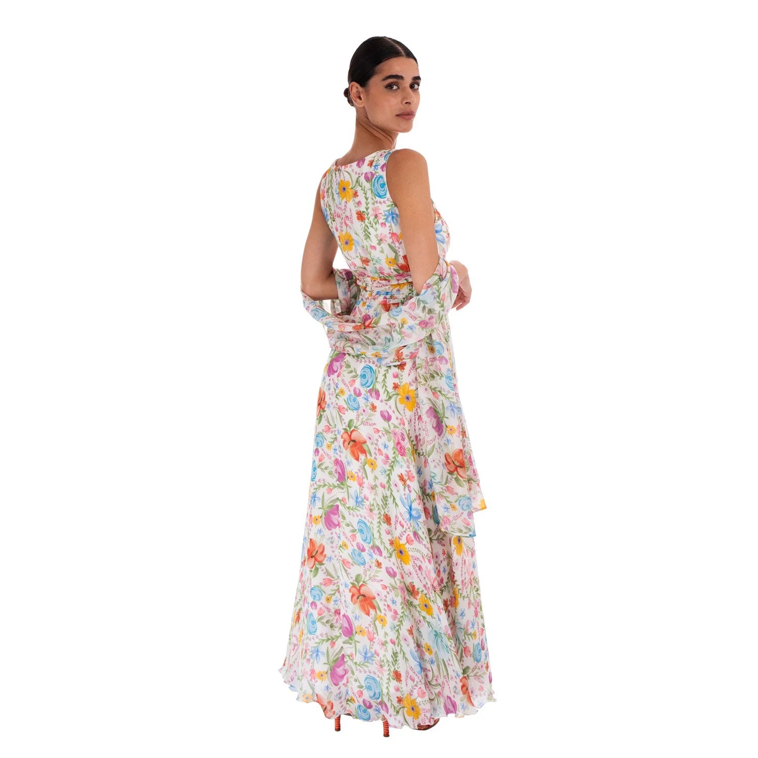Watercolour Garden Gown in Silk Georgette - Dress