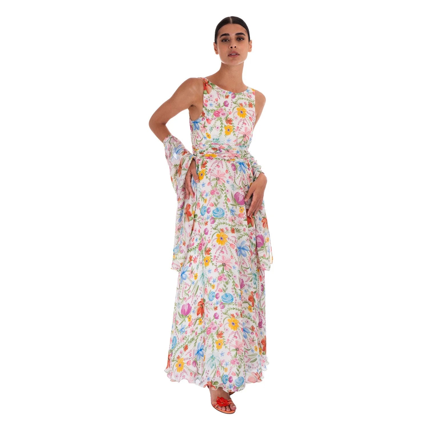 Watercolour Garden Gown in Silk Georgette - Dress