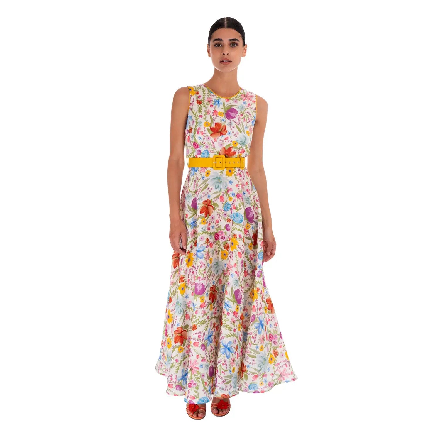 Watercolour Garden Linen Dress - Dress