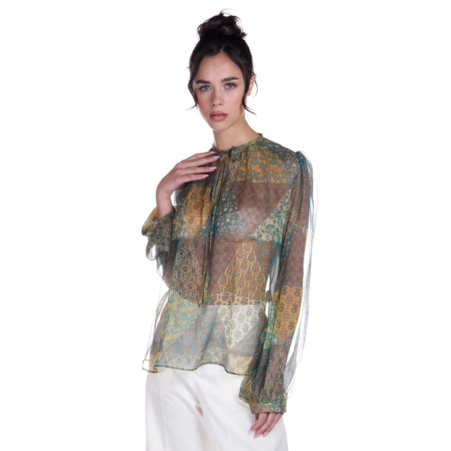 Floral print silk blouse - Blouse