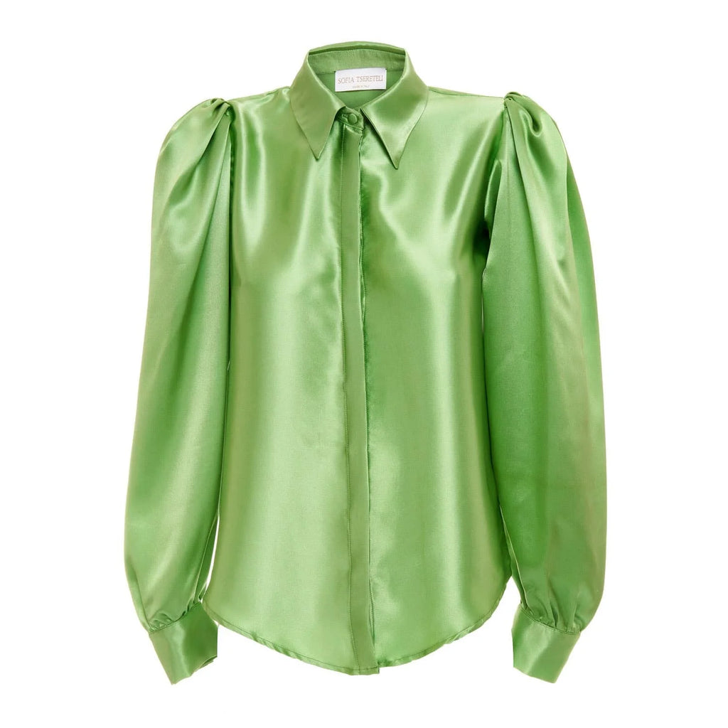Green silk blouse - Blouse