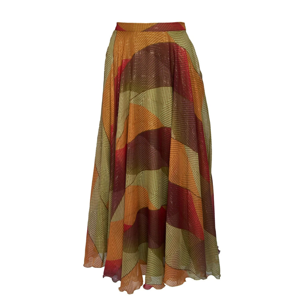 Long silk skirt in multicolored patch - Skirt