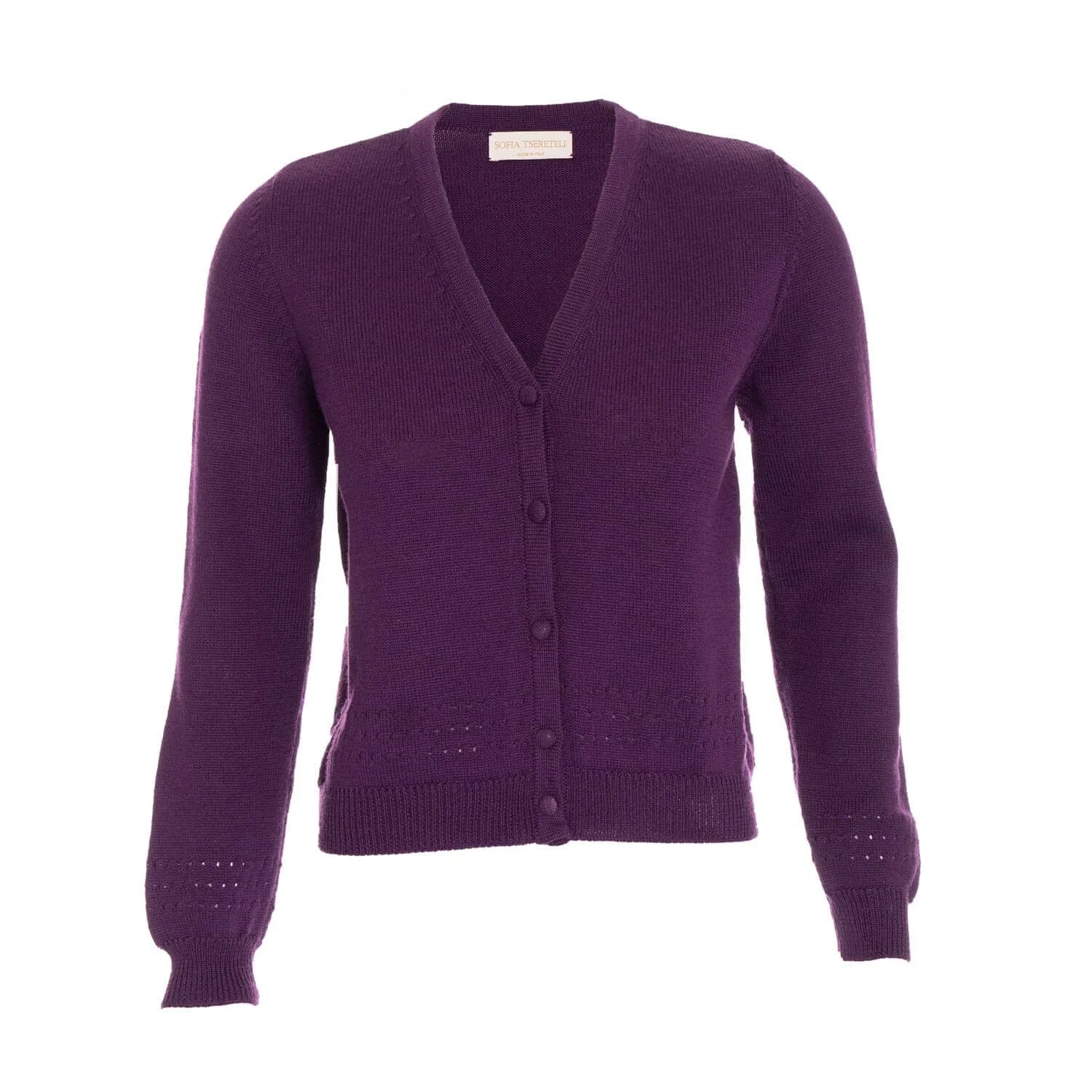 Merino wool knitted cardigan - S / Purple - Knitwear