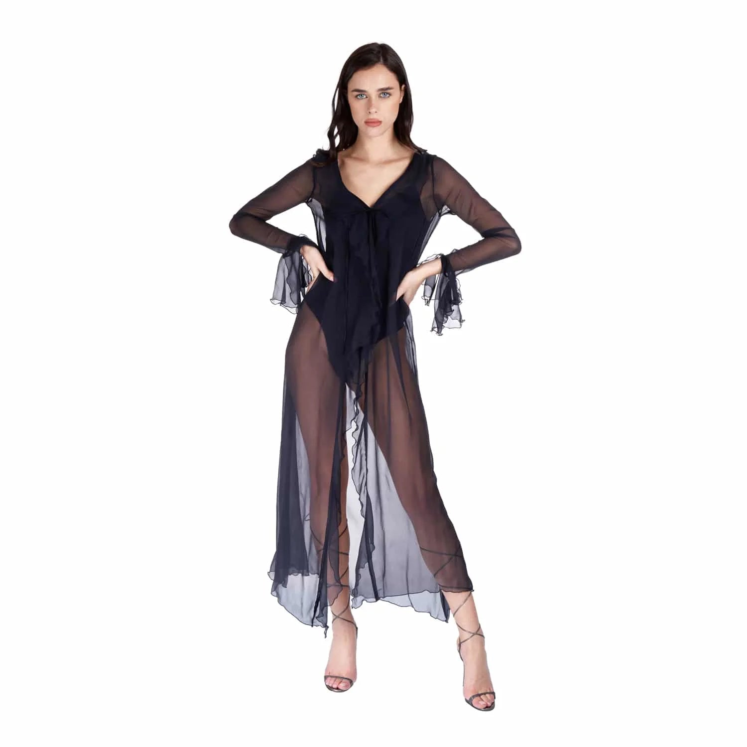 Semi-Transparent Silk Caftan - Dress