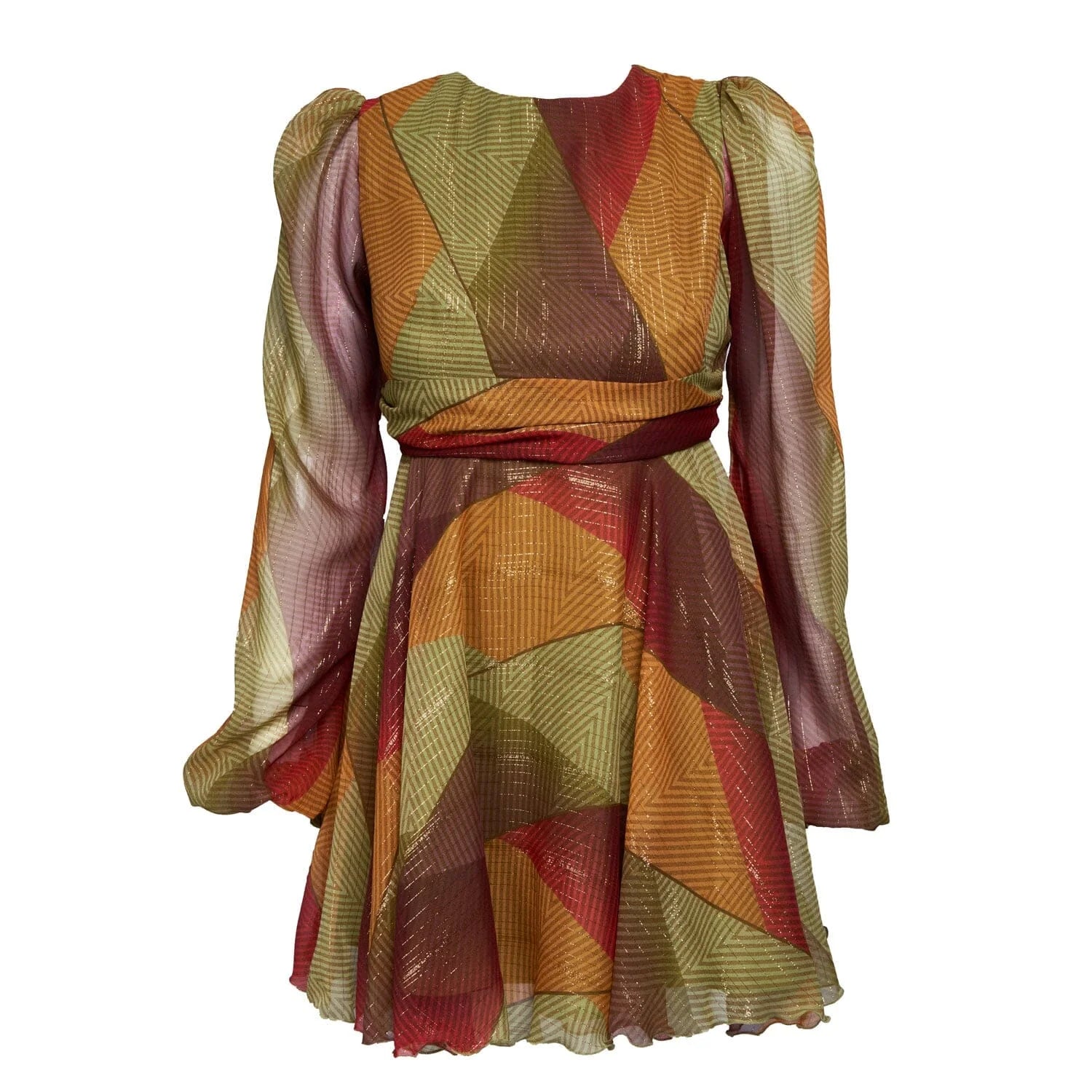 Short silk dress in multicolored patch - Dress