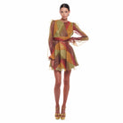 Short silk dress in multicolored patch - Dress