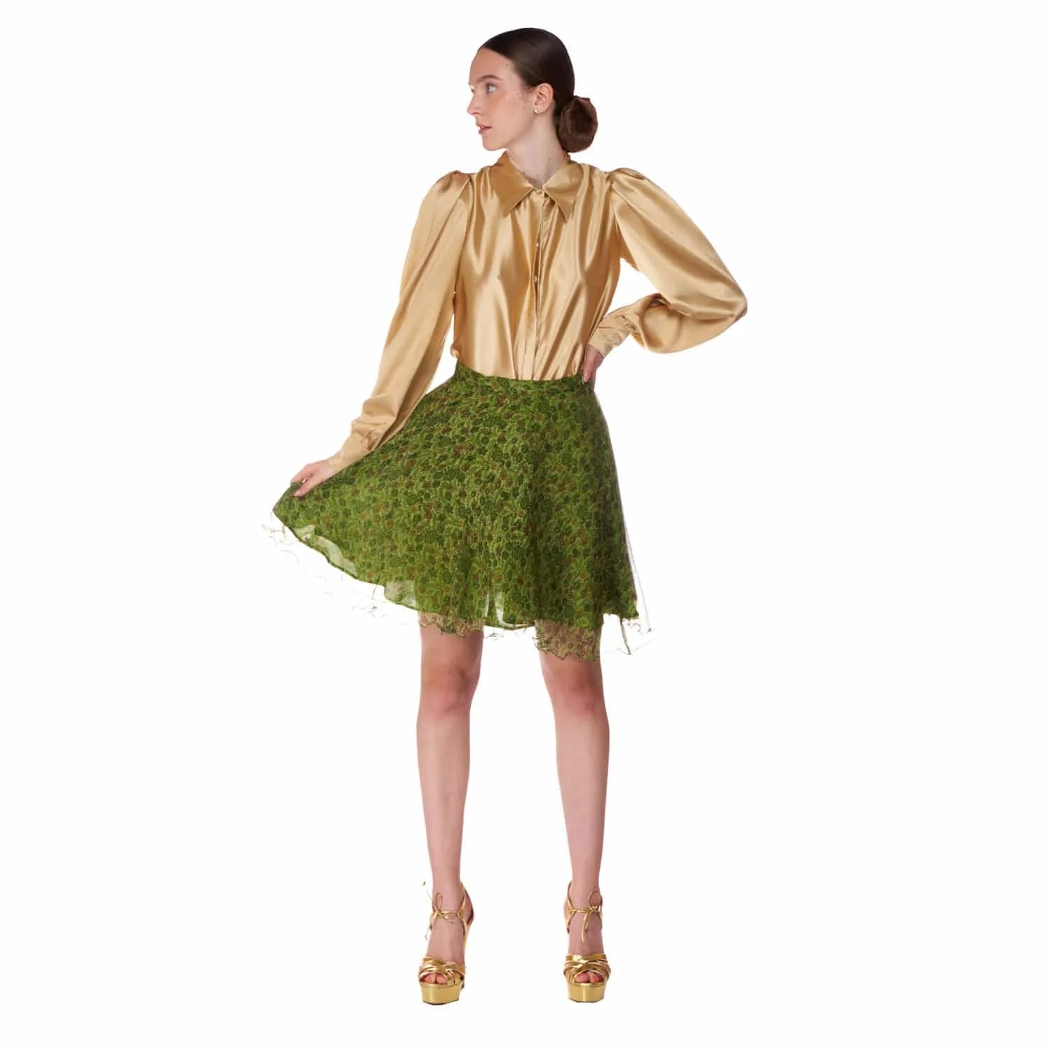 Short skirt in silk crepon - Skirt
