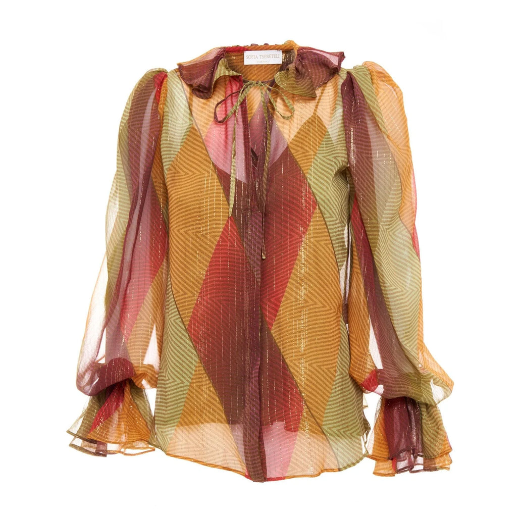 Silk blouse in multicolored patch - Blouse