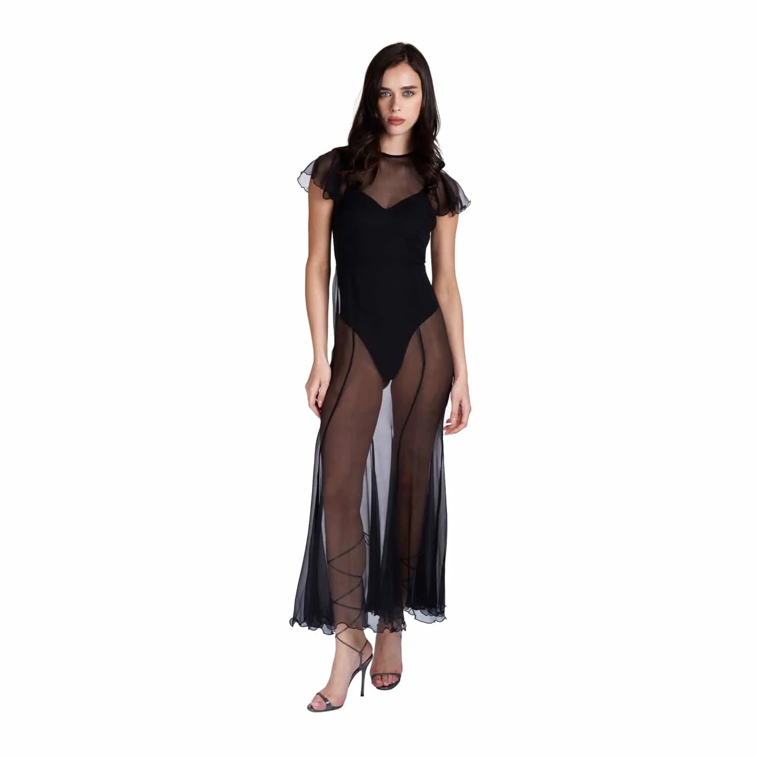 Silk Crepon Transparent Dress - Dress