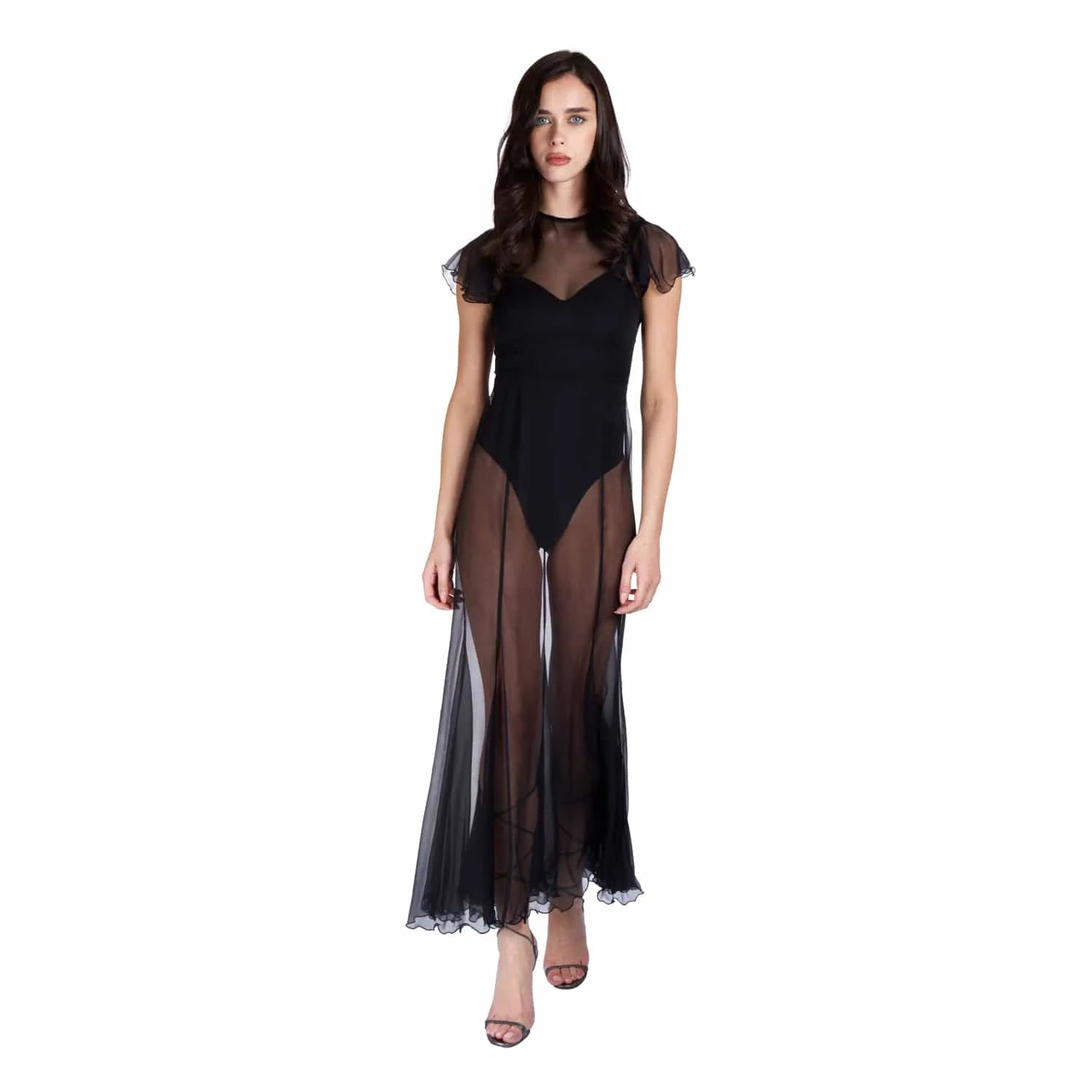 Silk Crepon Transparent Dress - Dress