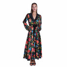 Silk dressing gown with floral motif - Lingerie