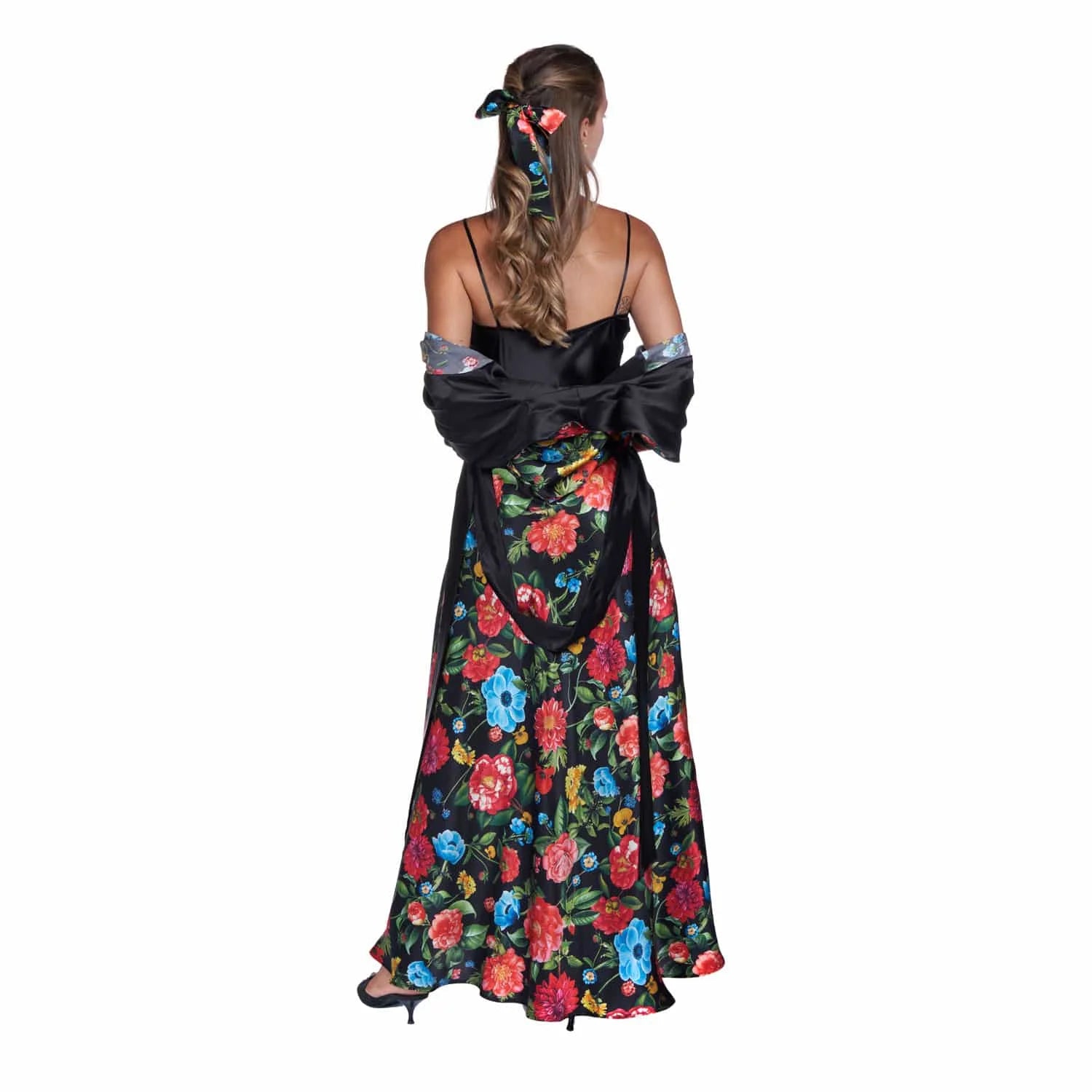 Floral silk dressing gown clearance