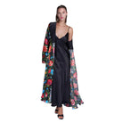 Silk dressing gown with floral motif - Lingerie
