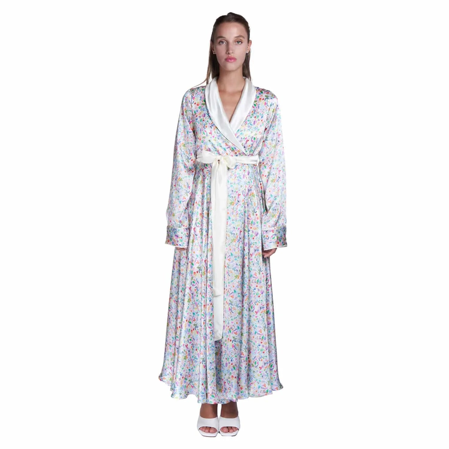 Silk robe with watercolor motif - Lingerie