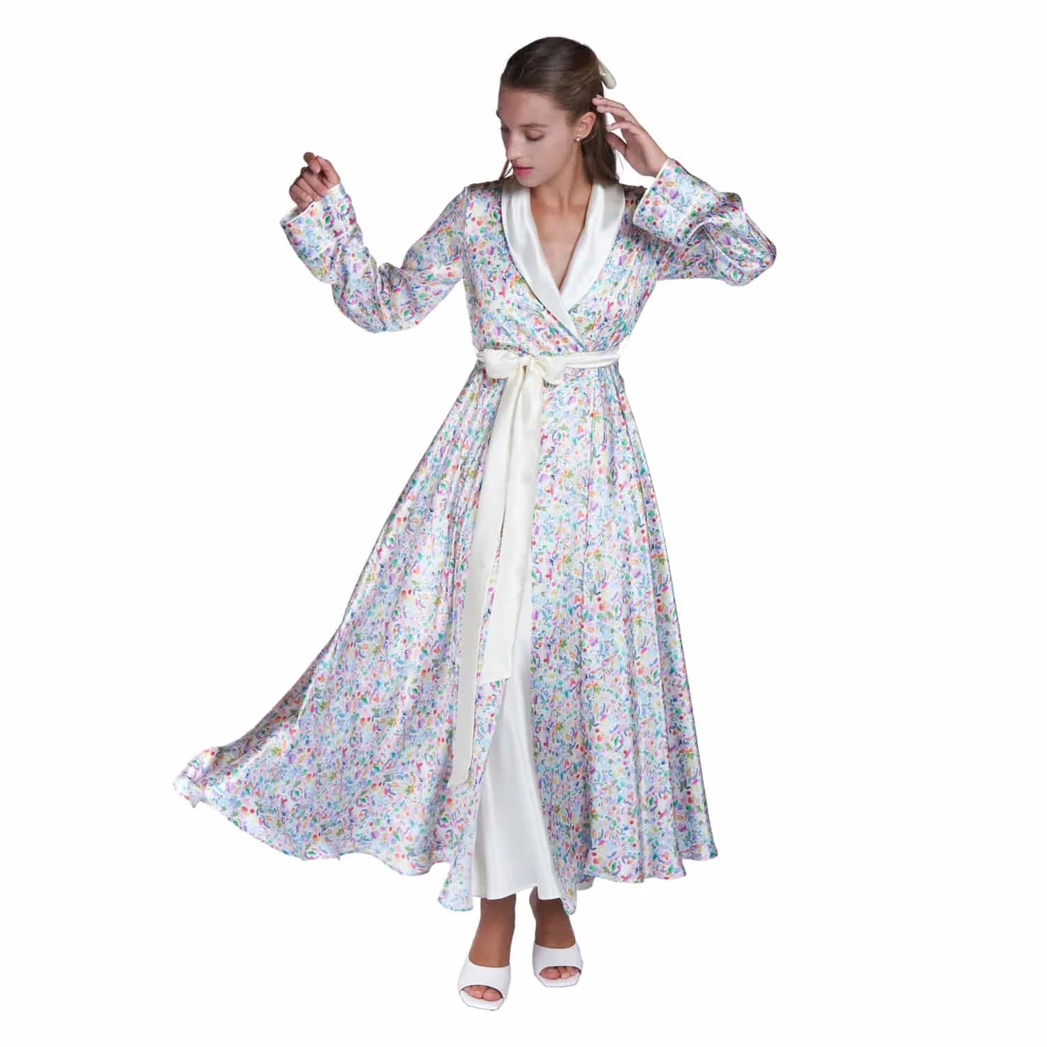 Silk robe with watercolor motif - Lingerie