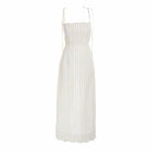 Striped Patterned Linen Dress - Dress