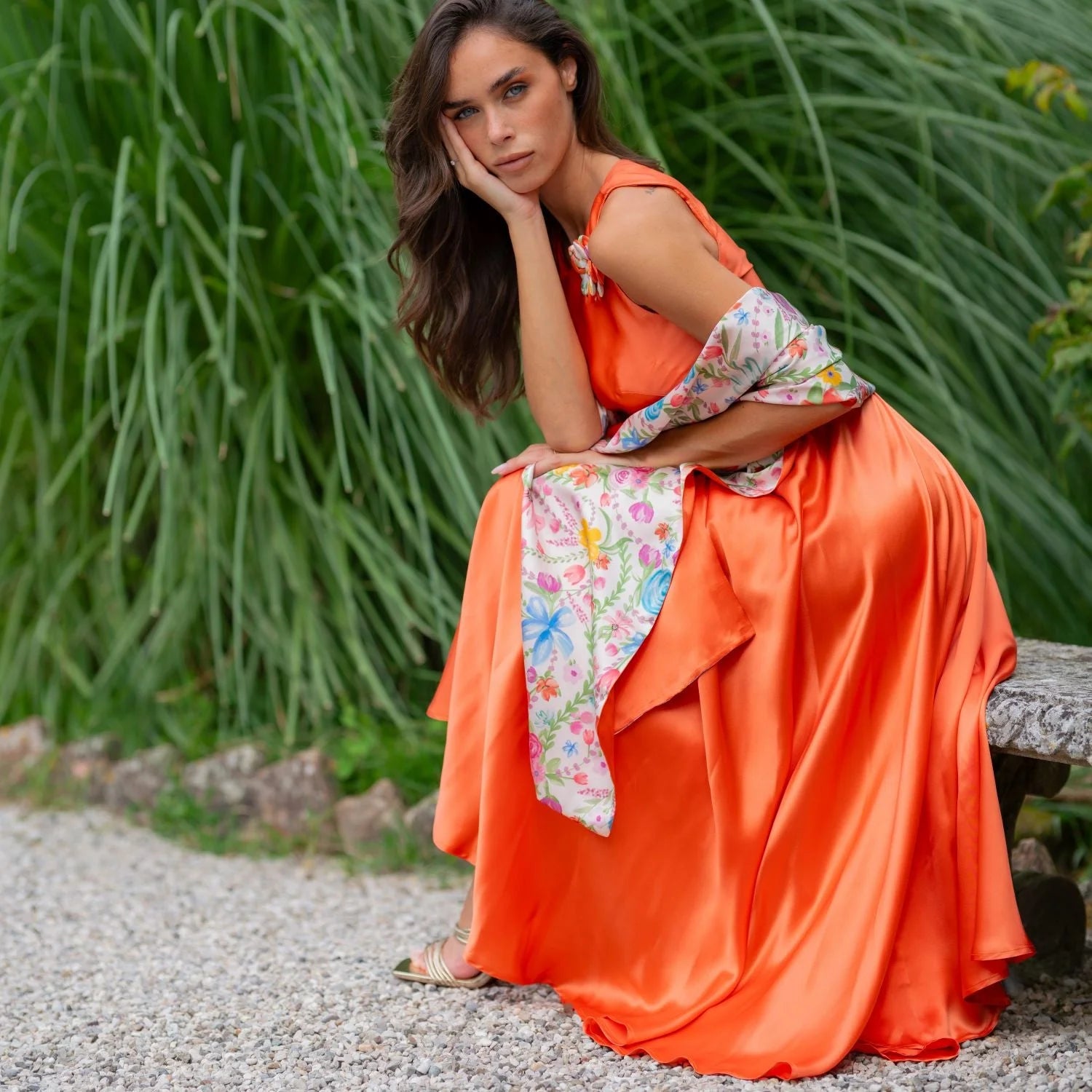 The Rarefied Gown with Scarf - Dress