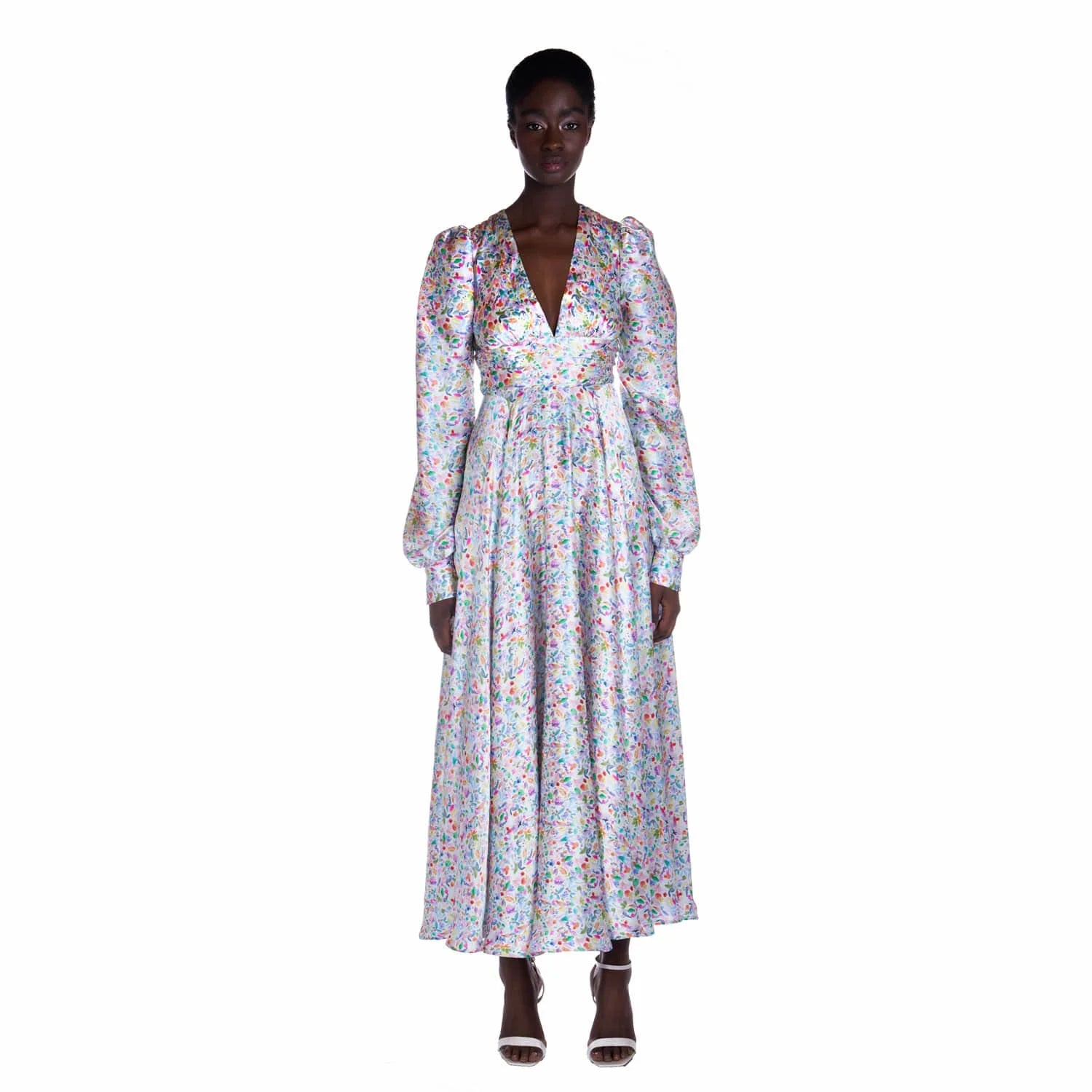 Watercolor print silk dress - Dress